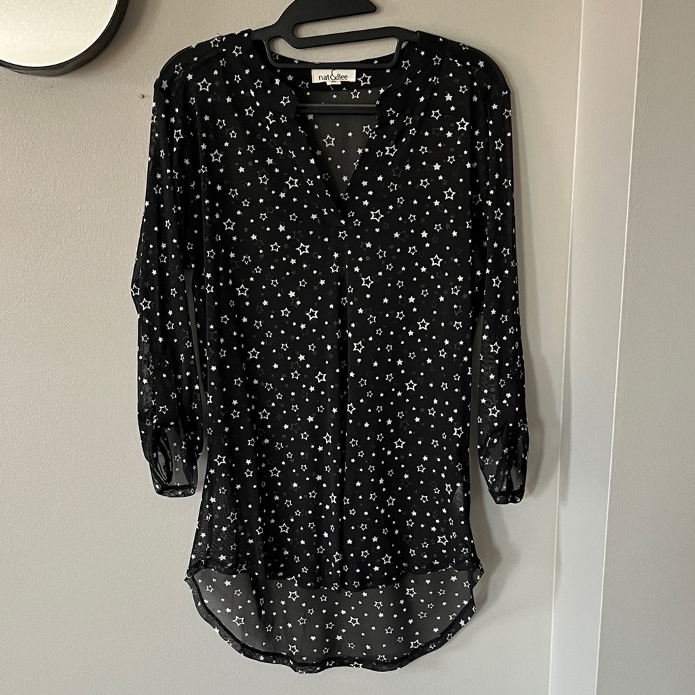 Black Star Print Blouse
